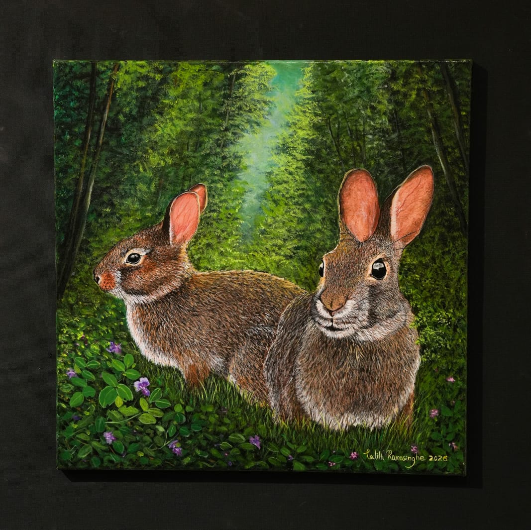 Woodland Pair — Acrylic on canvas by Lalith Ranasinghe
